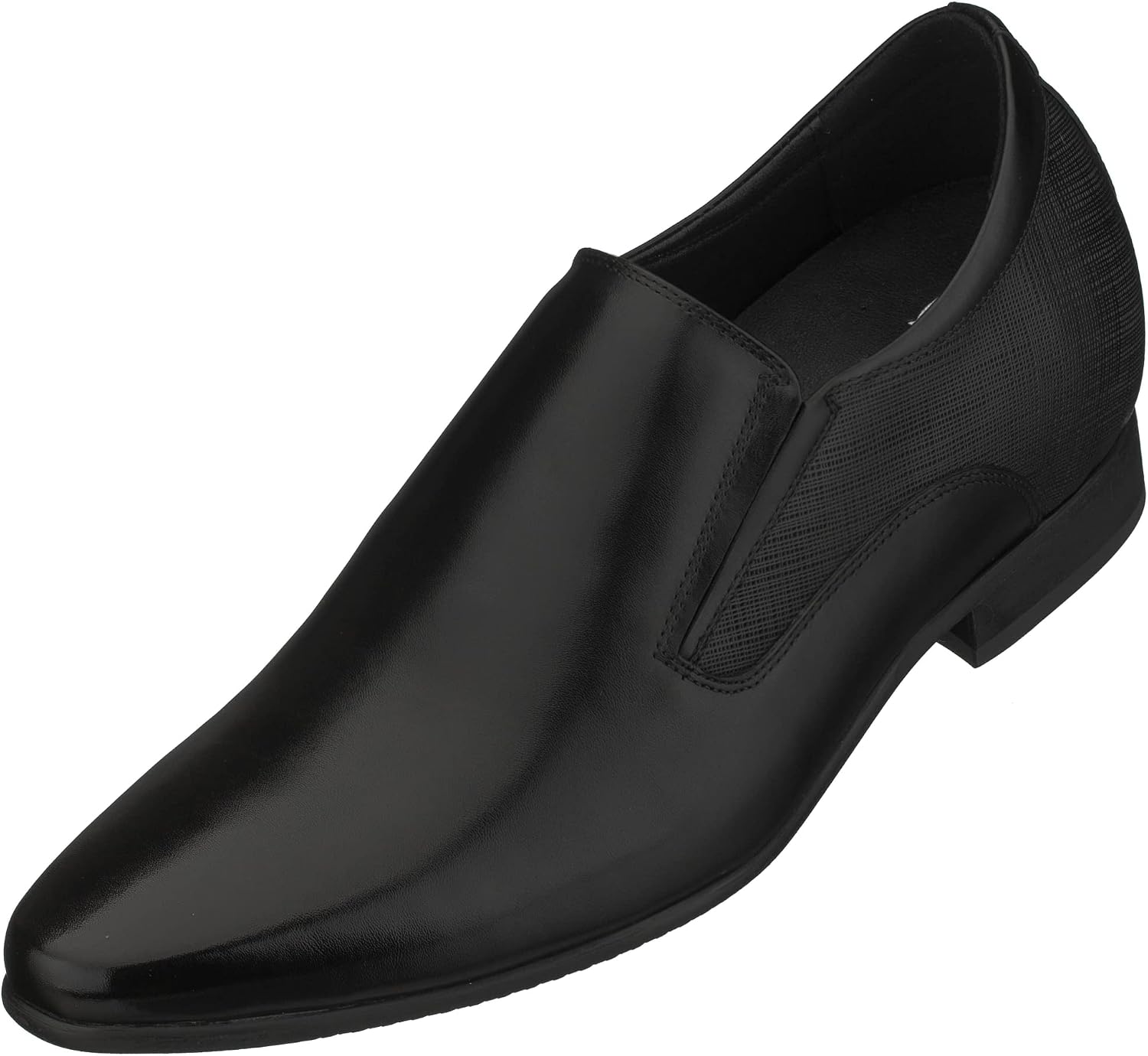 CALTO Men's Invisible Height Increasing Elevator Shoes - Leather Slip-on Formal Dress Loafers- 3 Inches Taller