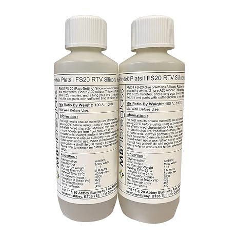 Polytek Platsil FS20 RTV Addition Cure Silicone Rubber Shore A20-500g Kit