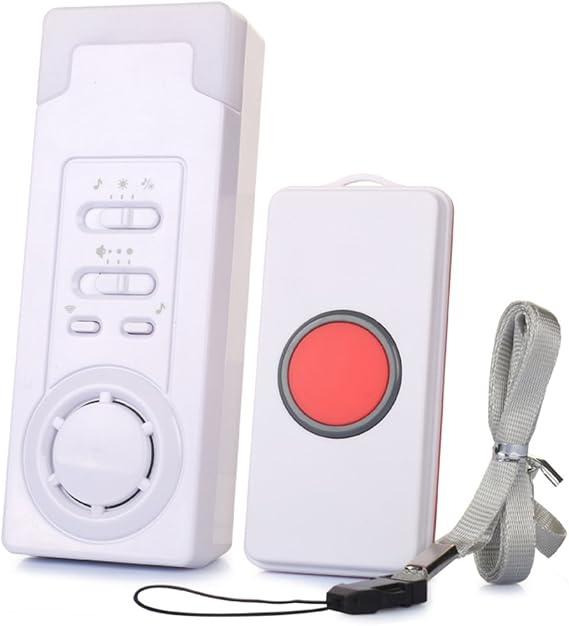 Wireless Caregiver Smart Personal Pager System Emergency Care Alarm Call Button Doorbell Nurse Alert System -500+ft Operating Range (1 in 1)