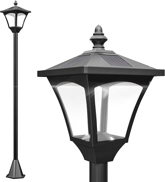 Outsunny Outdoor Garden Solar Post Lamp Photosensitive 1.2M Tall Black [Energy Class G]