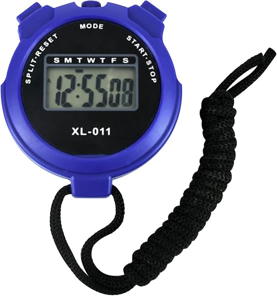 Digital Sports Stopwatch Timer Stopwatch Large Display Interval Training Timer Outdoor Split Stop Watch Lap Timer Digital Calendar Alarm Clock Referee Watch for Training Swimming Running(Blue)