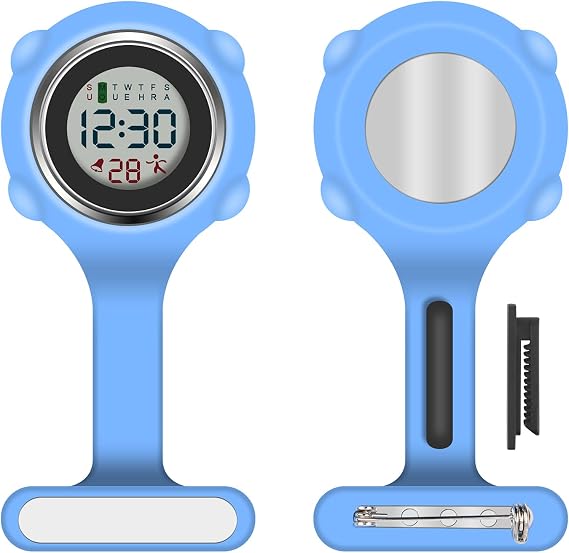 Vicloon Nurse Watch Brooch Silicone Nurse Watch with Clip Nurse Pocket FOB Watch Hanging Pocket Brooch Fob Watch for Nurse Doctor