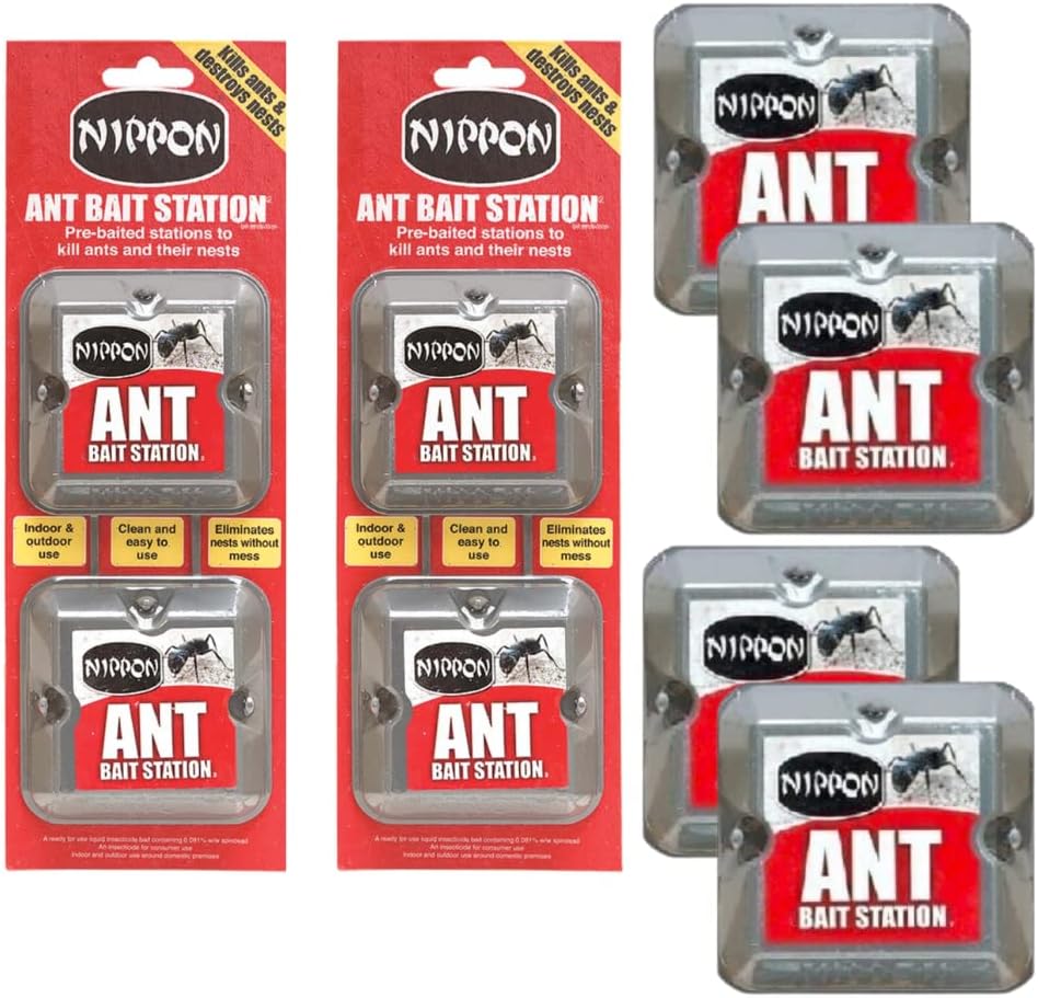 Ant killer | 4 pk Indoor & Outdoor ant killer bait station | Nippon ant bait station | ant bait and traps - clean and easy to use nippon ant killer | Strong ant control bait for long lasting effect