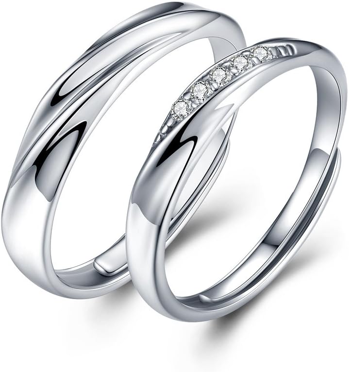 sassu fine Endless Love Couple Rings Swarovski Cubic Zirconia Silver 925 Adjustable Rings Wedding Rings Promise Rings Couple Rings