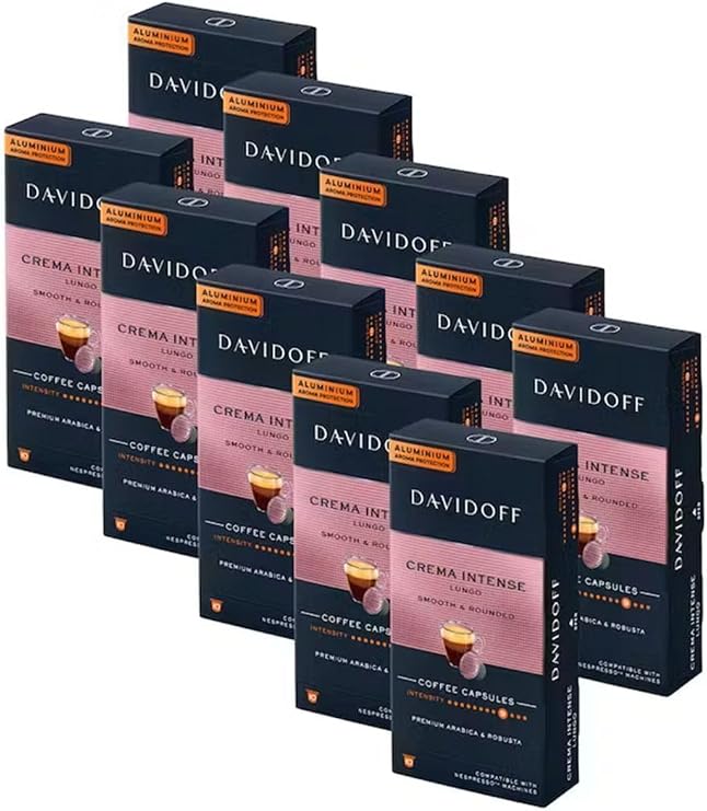 Davidoff Crema Intense Lungo Smooth & Rounded Aluminium Kapsül Kahve 100 Lü (Nespresso Uyumlu)