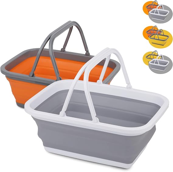 Tiawudi 2 Paket Katlanabilir Lavabo 2,25 Gal / 8,5 L Her Lavaboda Bulaşık Yıkama, Kamp, Doğa Yürüyüşü ve Ev İçin