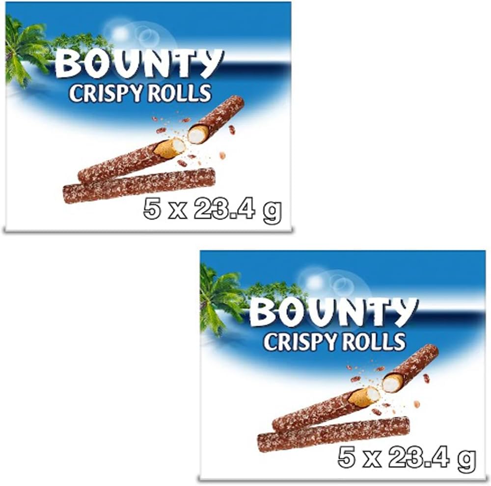 2 x Bounty Milk Chocolate Crispy Rolls Multipack 117g, Premium Taste