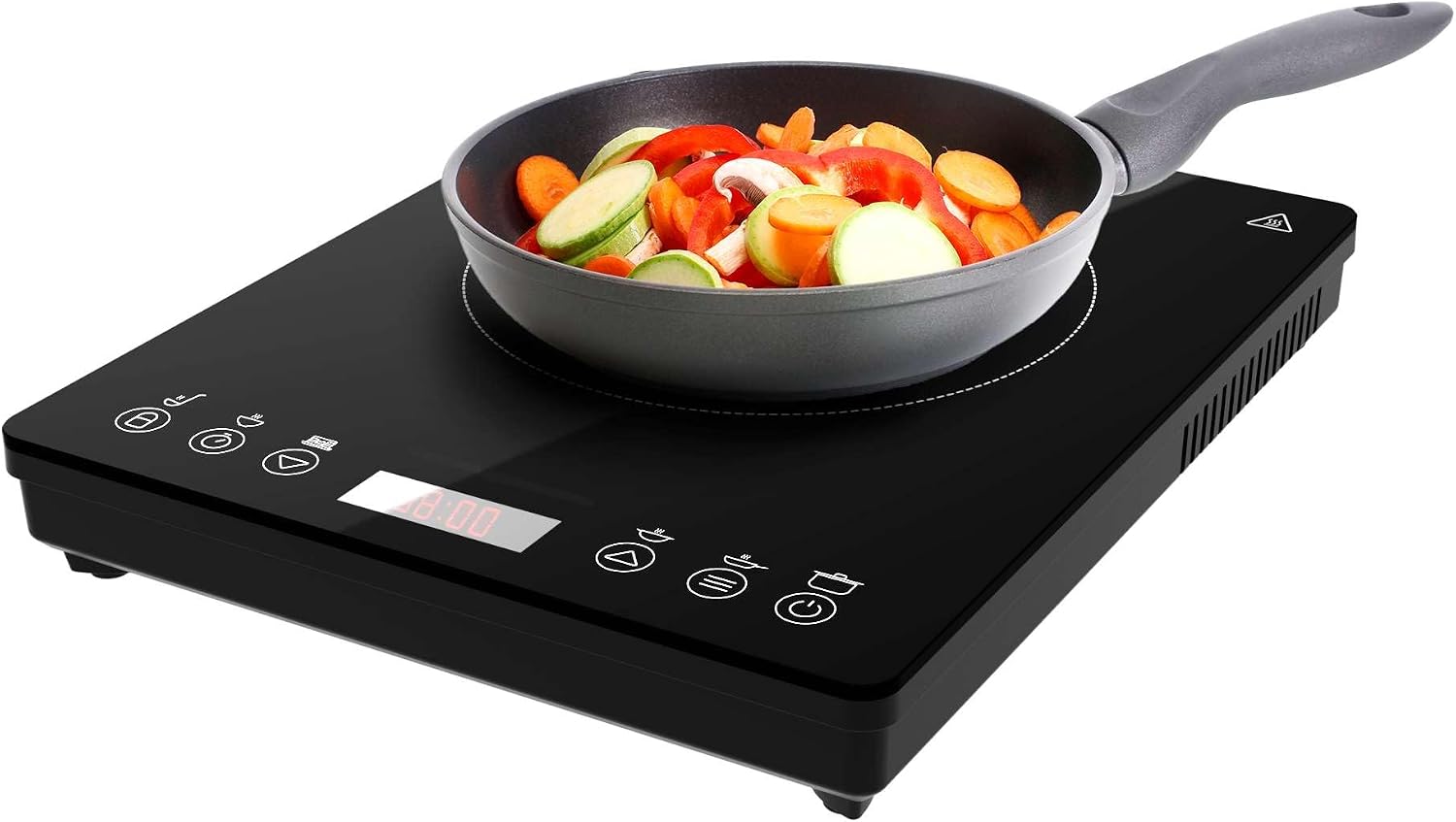 Cecotec Portable Induction Plate 1 Fire Full Magma Slim. 2000W Power in 8 Levels, Design in High Resistance Glass, Touch Display, Timer, Easy Cleaning
