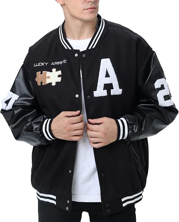 Men's College Jacket Transition Jacket Women's Leisure Jacket Harajuku Style Sports Jacket Streetwear Stand-Up Collar Autumn Spring with Pockets