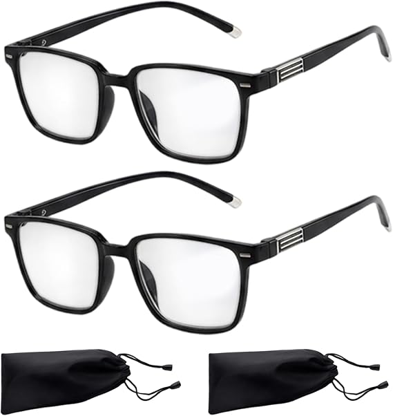 2 PCS Auto Focus Glasses Self Adjusting, Smart Zoom Technology for Computer Work and Reading, Variable Focus Lenses for Multiple Distances, Lightweight Frame Design with Protective Cases
