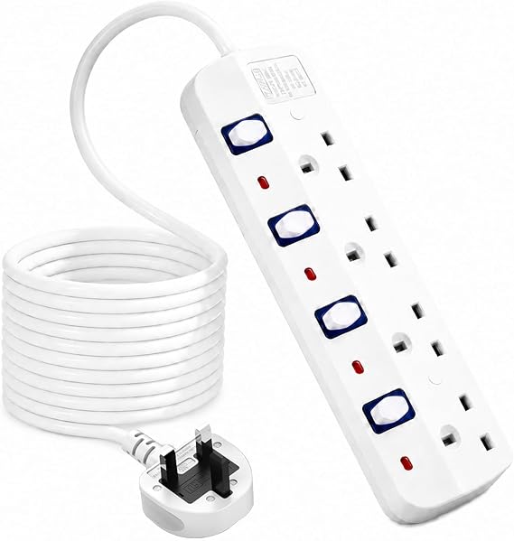 Extension Lead 5m, 4 Way Extension Lead With Separate switch