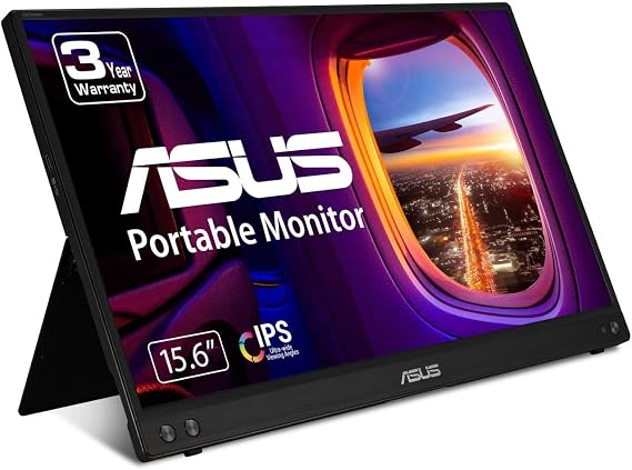 ASUS ZenScreen 15.6” 1080P Portable Monitor (MB16ACV) - Full HD, IPS, Eye Care, Flicker Free, Blue Light Filter, Kickstand, USB-C Power Delivery, for Laptop, PC, Phone, Console, Antibacterial Surface