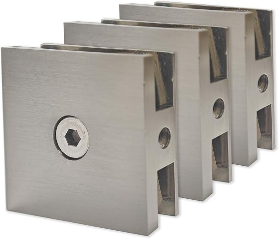 Shower Glass Clamps 2PCS, Brushed Nickel, for 1/4" to 1/2"
