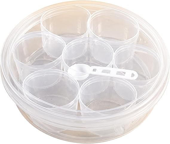 7 Compartment Spice Box with Spoon & Transparent Lid