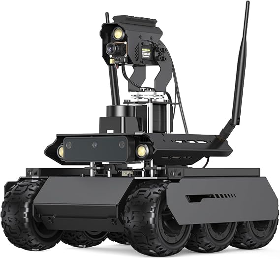 Waveshare UGV Rover ROS 2 Open-Source 6 Wheels 4WD AI Robot (with Jetson Orin Nano 4GB Kit0, Dual Controllers, With Multi-Functional Driver Board And 360° Pan-Tilt, For Jetson Orin Series Board