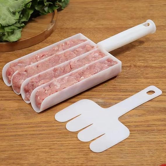 1Set White Creative Kitchen Triple Meatball Maker, Meat Ball Scoop with Cutting Spade Ball Maker, None-Stick Meatball Maker Melon Ballers, Meat Tools
