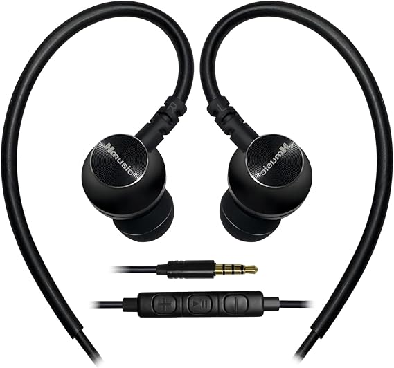 Earphones with Microphone, Heavy Bass, Over-the-Ear Earphones, Wired 0.7 oz 20 g, Lightweight, No Ear Pain, Earphone Jack, Volume Control, No Delay, Gaming Mic, 58 dB Noise Cancelling, Remote