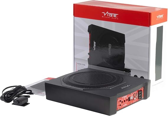 VIBE Audio SLICK 10" (30cm) Subwoofer under seat compact active bass enclosure 540W (Amplifier included) loaded active hide away design.