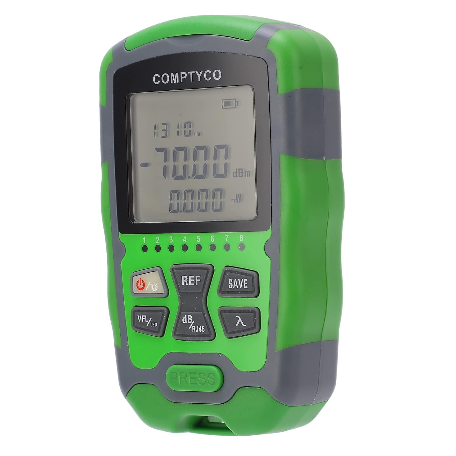 Optical Power Meter,70~10 DBm Fiber Optical Power Meter, Handheld Fiber Optic Cable Power Tester with Source, RJ45 Network Testing and LED Light and Rechargeable Battery 10MW