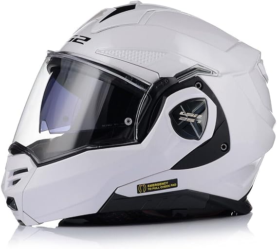 LS2 FF901 ADVANT X Flip-Front Motorcycle Motorbike Modular Helmet Dual Visor ECE22.06 Approved Full Face Jet Scooter Urban Touring Crash Helmet with Free Tinted Visor- White