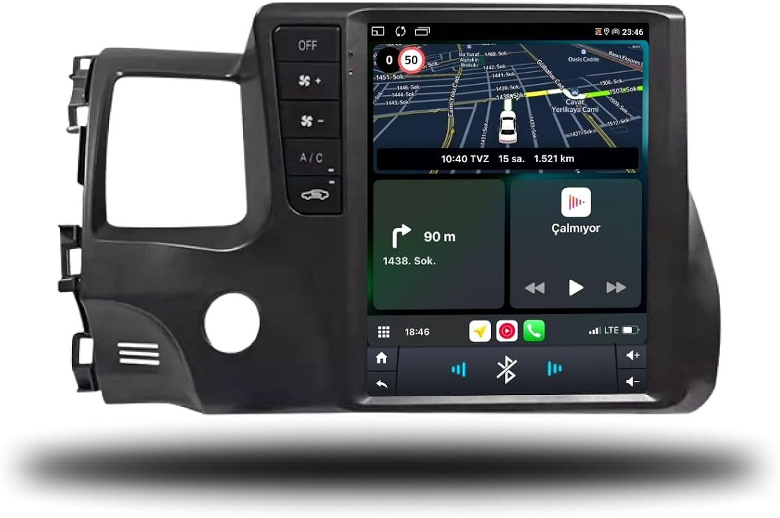 MarTechno Android Multimedya 6GB RAM 128GB Hafıza Honda Civic FD6 Tesla ile uyumlu