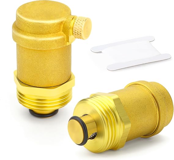 ERGAOBOY 2Pcs Brass Automatic Air Vent Valve, 1" BSP Air Release Valve Bleed Air in Heating System for Solar Water Heater and HVAC System