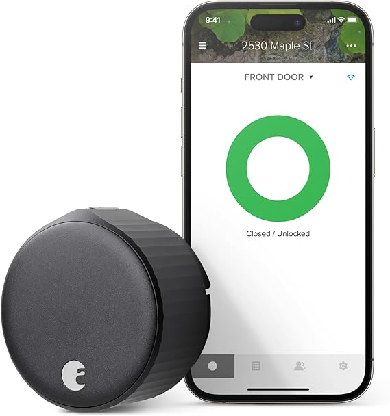 August Wi-Fi 4th Gen Smart Lock - Fits Existing Deadbolt in Minutes, Matte Black