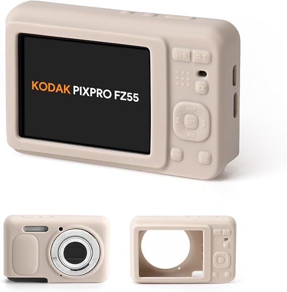 YINKECASE KODAK PIXPRO FZ55 Silicone Case, Slim Shockproof Anti-Scratch Travel Protective Cover - Lightweight FZ55 Camera Accessories (Beige)