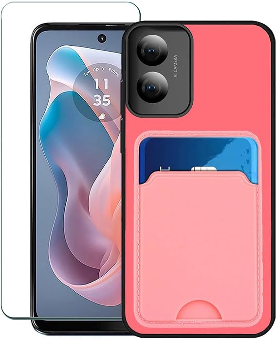 Compatible with Pinwheel Slim 6 Phone Case with Screen Protector Pinwheel Slim6 Case Pinwheel Slim 6 2024 6.5" Case [Wallet Cover with Credit Card Holder Silicone Rubber Slim Thin] -Pink