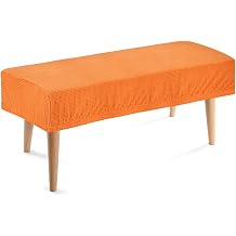 sourcing map Dining Bench Cover, Stretch Piano Long Bench Stool Slipcover, Rectangle Washable Seat Cushion Protector for Living Room, Bedroom and Kitchen, Orange
