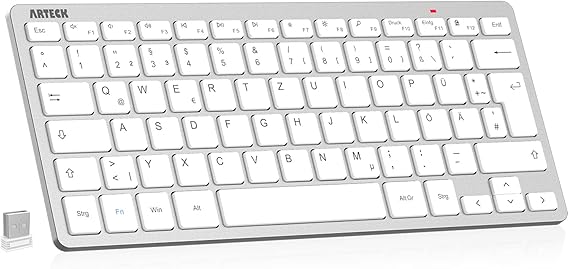 Arteck Wireless Keyboard German Layout Compact USB Wireless Keyboard