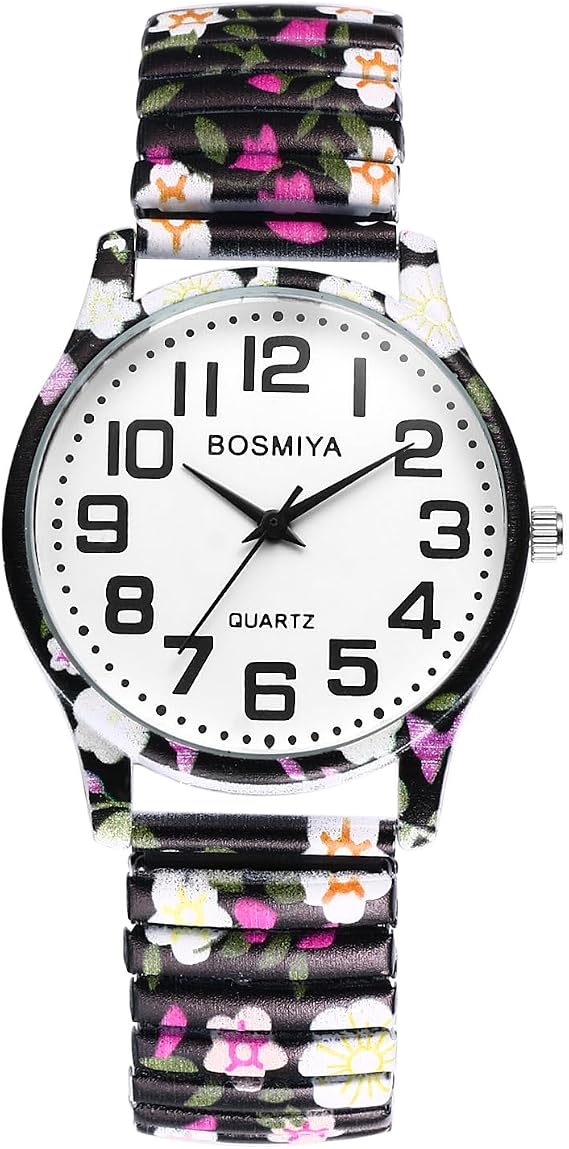 Avaner Women's Bohemian Style Watch with Large Arabic Numerals Analogue Quartz Watch Retractable Strap Watch Easy to Read Watch for Women