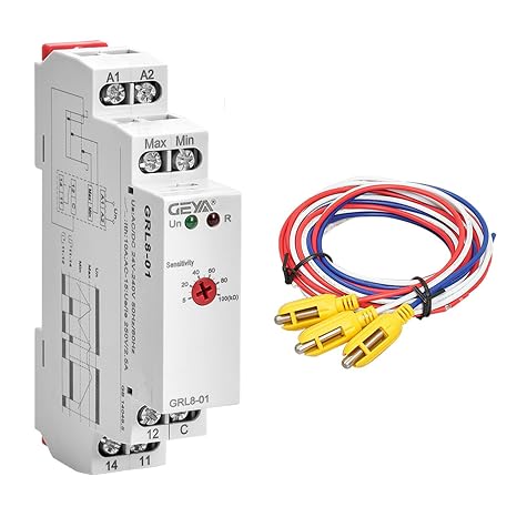 GEYA 1SPDT 10A 2-Level Liquid Timer Control Relay with Sensor(GRL8-01+Sensor,AC/DC 24V-240V)