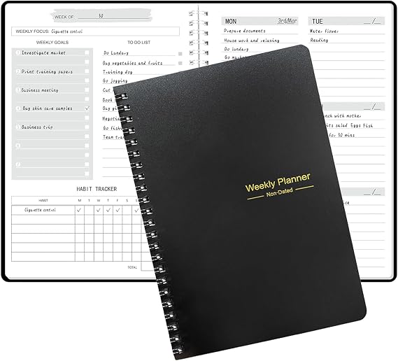 Weekly Planner Notebook A5, Undated To Do List Notebook Diary 52 Weeks
