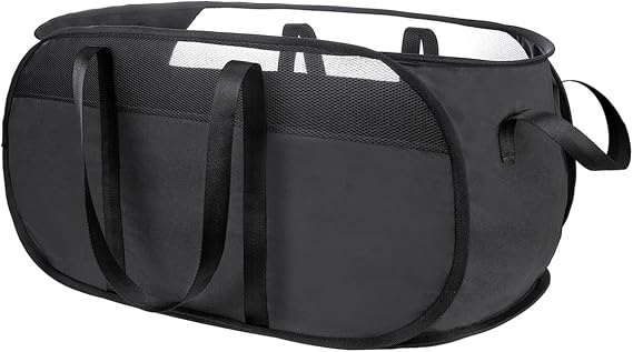 Large Collapsible Laundry Basket Folding Washing Basket Pop Up Foldable Laundry Hamper Space Saving Dirty Clothes Storage Basket Black