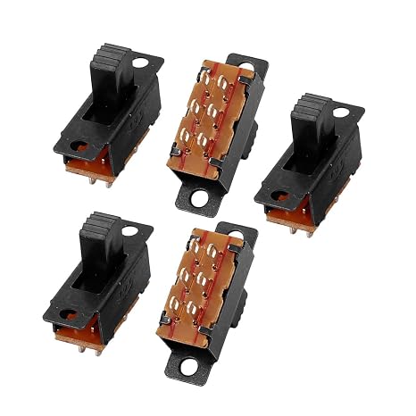 Sourcingmap 5pcs DPDT 2 Position 6 Terminals Panel Mount Horizontal Slide Switch