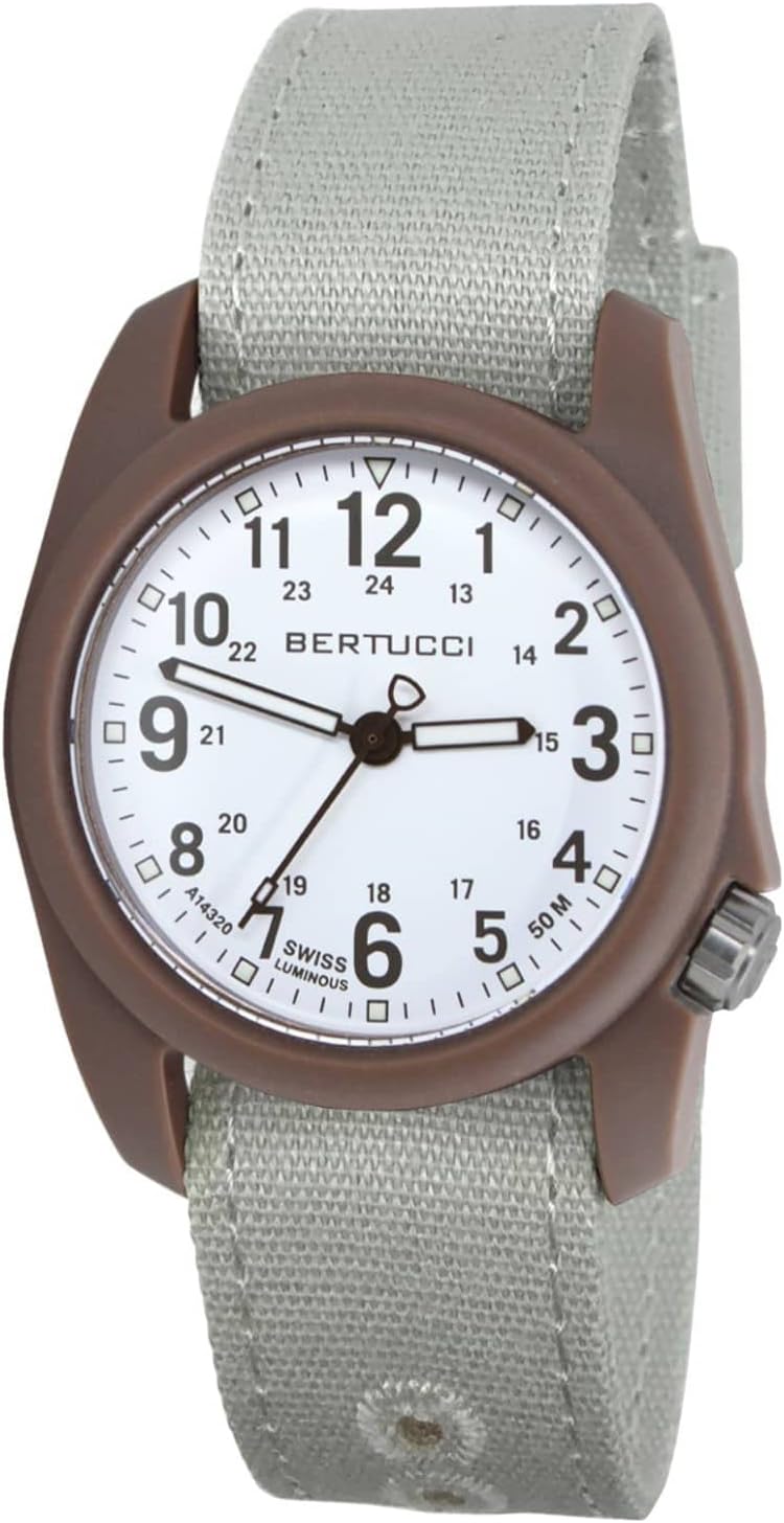 BERTUCCI DX3 Canvas Watch | White with Ombra Brown/Dark Khaki, White with Ombra Brown/Dark Khaki, Casual