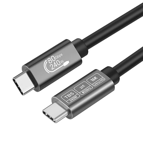 Thunderbolt 5 Cable 80Gbps 1M , Compatible with Thunderbolt 4/3 USB C |