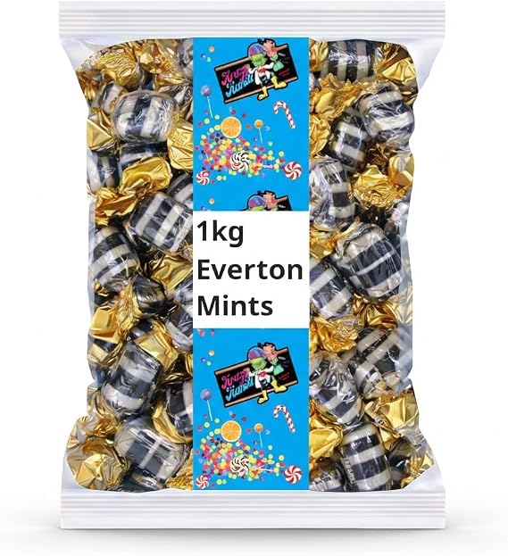 Krazy Kandi 1kg Everton Mints, Individually Wrapped Boiled Sweets Bulk Bag | Peppermint Shell with Chewy Toffee Centre | Classic Retro Confectionery for Sharing and Gifting