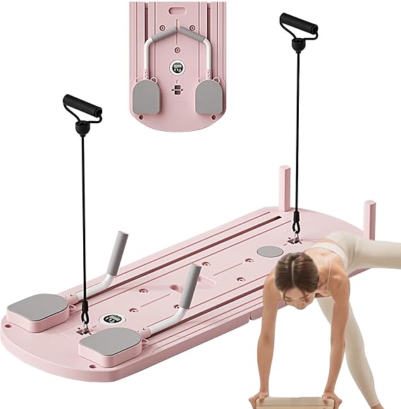 Pilates Reformer Set, Pilates Reformer Board for Home, Foldable Pilates Reforming Board with LED Counter, Foldable Pilates Reformer, Abdominal Muscle Roller