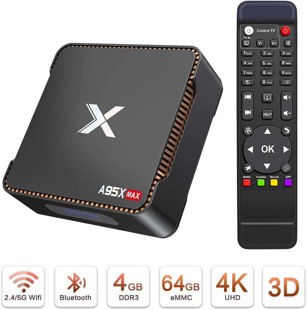 Android 8.1 TV Box A95X Max 4GB Ram 64GB Rom Amlogic S905X2 Quad Core 2.4G5G Dual Band Wifi Streaming Full HD 4K Smart TV BOX 3D Bluetooth 5.0 support Hard Drive