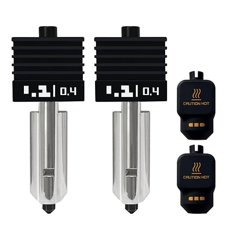 2PK 0.4MM Hotend for P2S/H2S/H2D/H2C Hardened Nozzle Extruder Quick Swap Hotend with 2PK Silicone Sock Assembly Print Head Replacement for Bambu Lab P2S/H2 Series/A1/A1 Mini 3D Printer