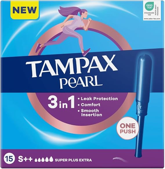 Tampax Pearl Super Extra Plus Tampons with Applicator, 15 Count