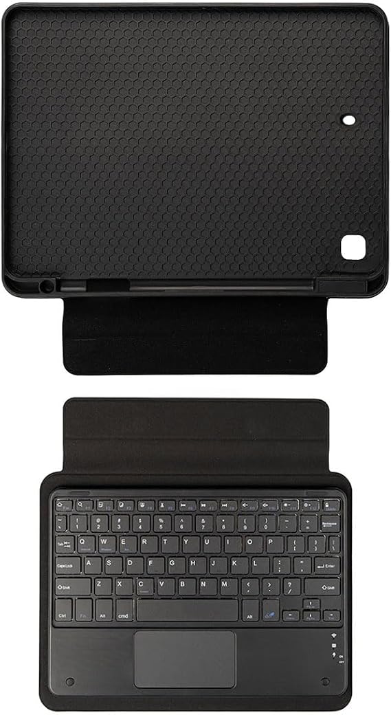 Aksesuarcim Apple iPad Pro 10.5 (7.Nesil) ile Uyumlu Kılıf Klavyeli Kalem Bölmeli Bluetooth Bağlantılı Standlı Tablet Kılıfı Siyah