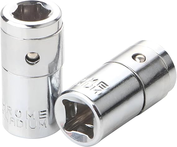 2 Pcs 1/4" Square to Hex Socket Bit Adapter Chrome Vanadium
