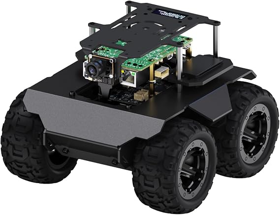 Waveshare RaspRover Open-Source 4WD AI Robot,Compatible with Raspberry Pi 5, Dual Controllers, Computer Vision, PI5-4GB Included