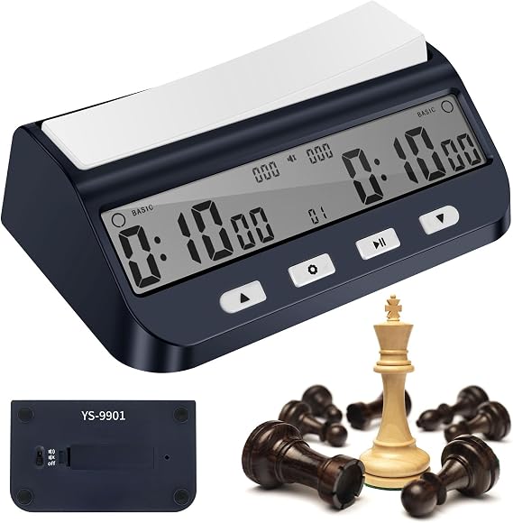 Chess Clock Timer, Digital Chess Clocks, Upgraded Digital Clock Timers, Professional 5 in 1 Multipurpose Portable Competition Timers for Board Games