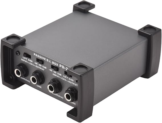 Mtlavish 4 Channels Passive DI Box Signal Processing for Touring and Live Performances with Solid Extruded Aluminium Chassis Rubber Feet and Floor Stay Switch
