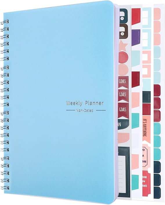 Undated Weekly Planner Notebook A5, To Do List Notebook Diary 52 Week, Blue