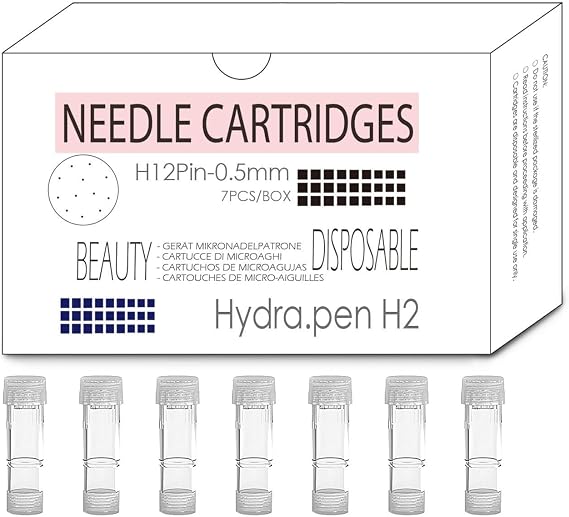 Replacement Cartridges for Hydra Pen H2 – H12Pin 0.5mm Beauty Tips with 3ml Serum Chamber for Smooth Essence Distribution and Everyday Home Beauty Routine, 1-Week Trial Set (H12Pin 0.5mm, 7 Pack)
